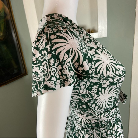 Boden Evangeline Jersey Faux Wrap Mini Dress 6 Petite Novelty Butterfly Birds - Picture 10 of 15